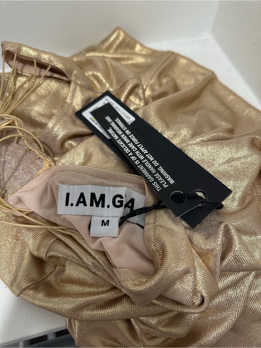New I.AM.GIA Gold Backless Butterfly-Detail Gown Sexy Dress Size M - Picture 10 of 11